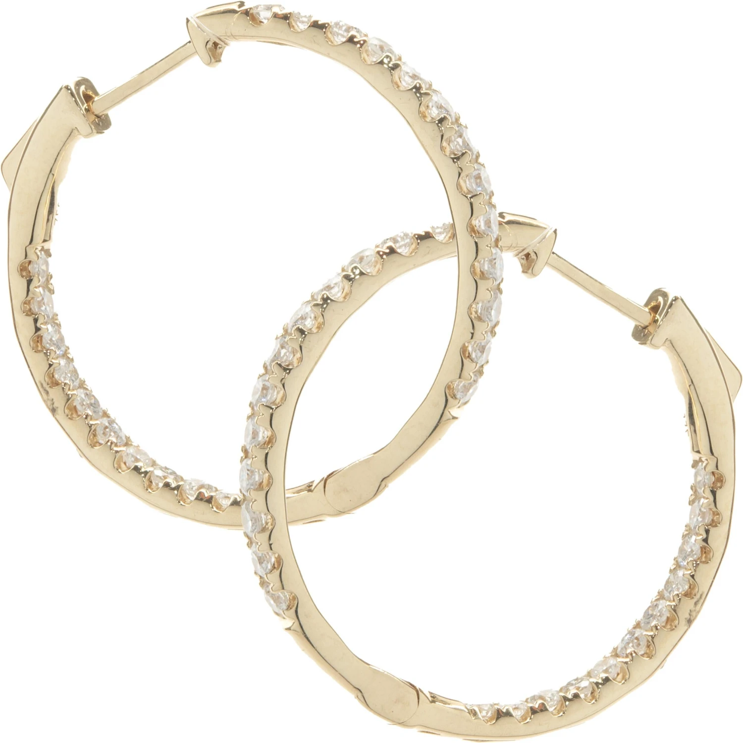 Unknown 18 Karat Yellow Gold Diamond Inside Outside Hoop Earrings 4 Unknown 18 Karat Yellow Gold Diamond Inside Outside Hoop Earrings – Image 2