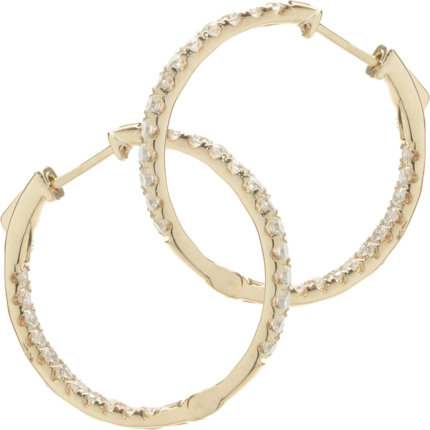 Unknown 18 Karat Yellow Gold Diamond Inside Outside Hoop Earrings 6 Unknown 18 Karat Yellow Gold Diamond Inside Outside Hoop Earrings – Image 4