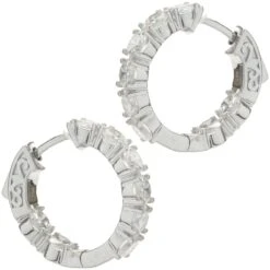 Unknown 18 Karat White Gold Diamond Inside Outside Hoop Earrings 9 Unknown 18 Karat White Gold Diamond Inside Outside Hoop Earrings -Mode Bijouterie Magasin 150 2054 4 master