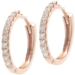 Unknown 18 Karat Rose Gold Diamond Huggie Hoop Earrings 8 Unknown 18 Karat Rose Gold Diamond Huggie Hoop Earrings -Mode Bijouterie Magasin 150 2056 3 master