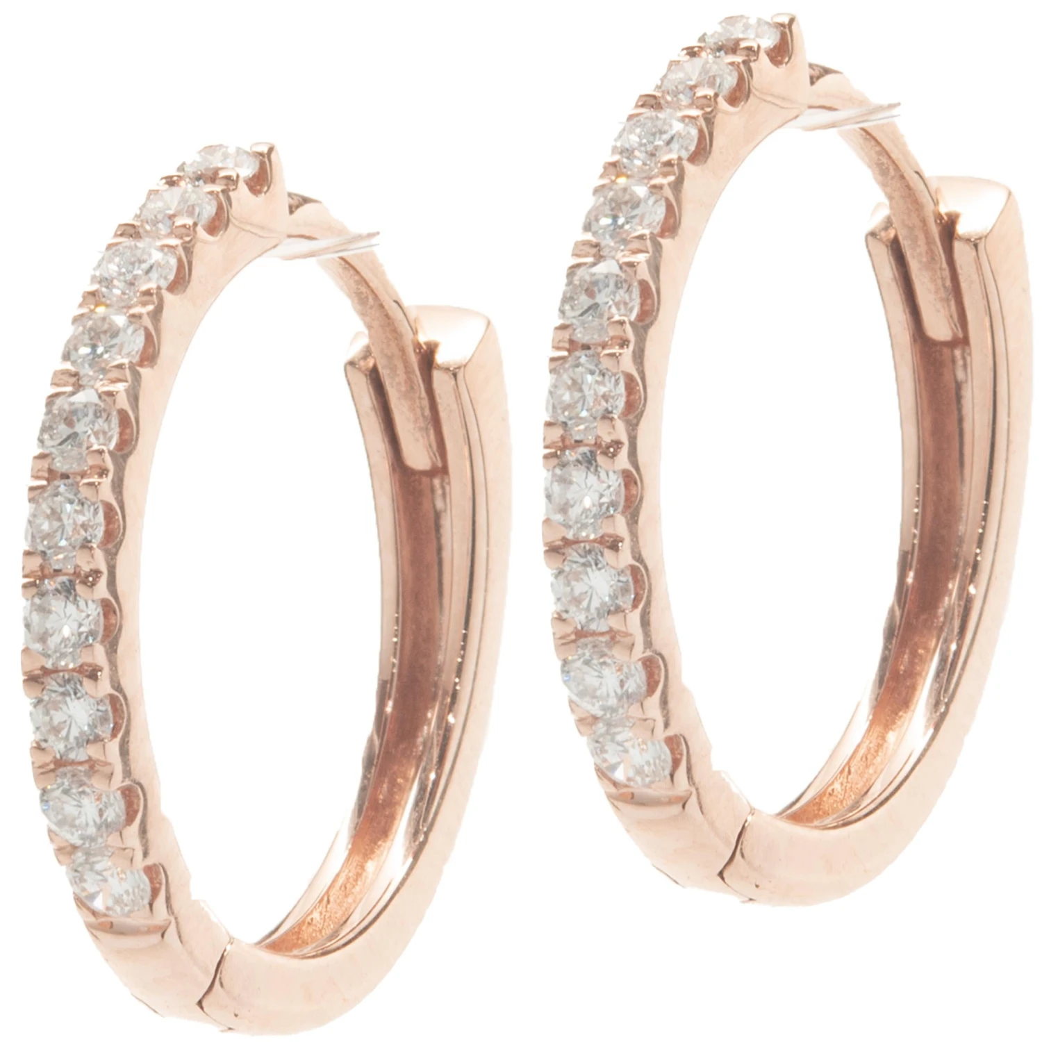 Unknown 18 Karat Rose Gold Diamond Huggie Hoop Earrings 5 Unknown 18 Karat Rose Gold Diamond Huggie Hoop Earrings – Image 3
