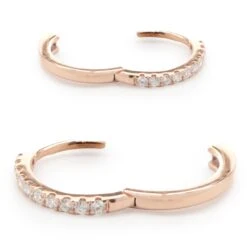 Unknown 18 Karat Rose Gold Diamond Huggie Hoop Earrings 9 Unknown 18 Karat Rose Gold Diamond Huggie Hoop Earrings -Mode Bijouterie Magasin 150 2056 4 master