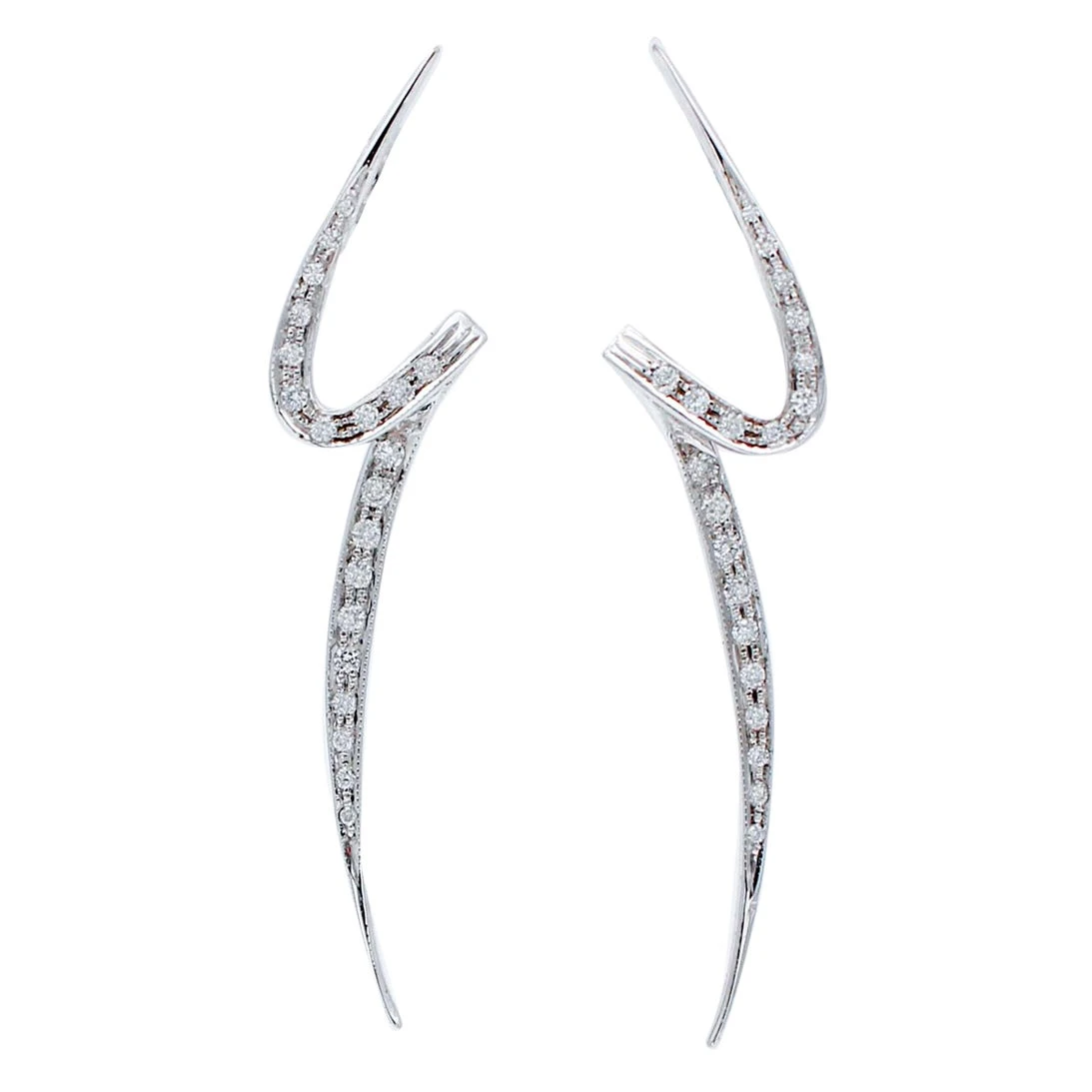 Unknown Diamonds, 18 Karat White Gold Modern Earrings 3 Unknown Diamonds, 18 Karat White Gold Modern Earrings