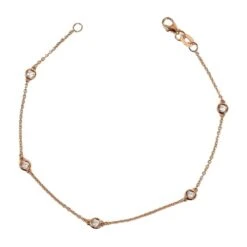 0.30 Carats 5 Station Single Row Diamond Station Bracelet Rose Gold 14 Karat