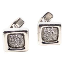 Vintage Chopard Diamond Lapis Rotating Cufflinks 18 Karat White Gold, Circa 2000