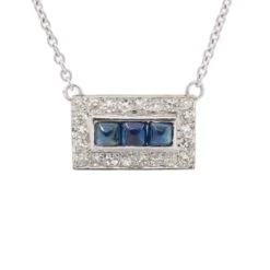 Unknown Ladies Antique Art Deco 18k White Gold Sapphire Diamond Cocktail Necklace 9 Unknown Ladies Antique Art Deco 18k White Gold Sapphire Diamond Cocktail Necklace -Mode Bijouterie Magasin 155718 02 master