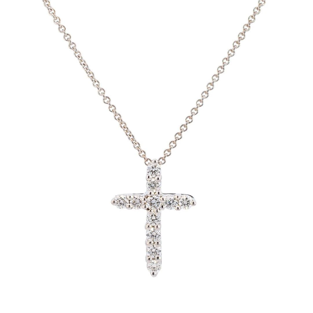 Unknown Ladies 14k White Gold Diamond Cross Pendant Necklace 4 Unknown Ladies 14k White Gold Diamond Cross Pendant Necklace – Image 2