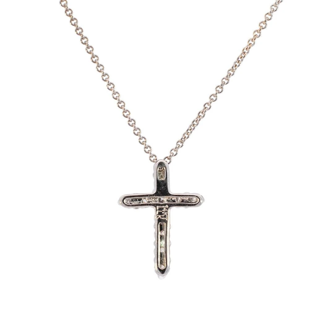 Unknown Ladies 14k White Gold Diamond Cross Pendant Necklace 5 Unknown Ladies 14k White Gold Diamond Cross Pendant Necklace – Image 3