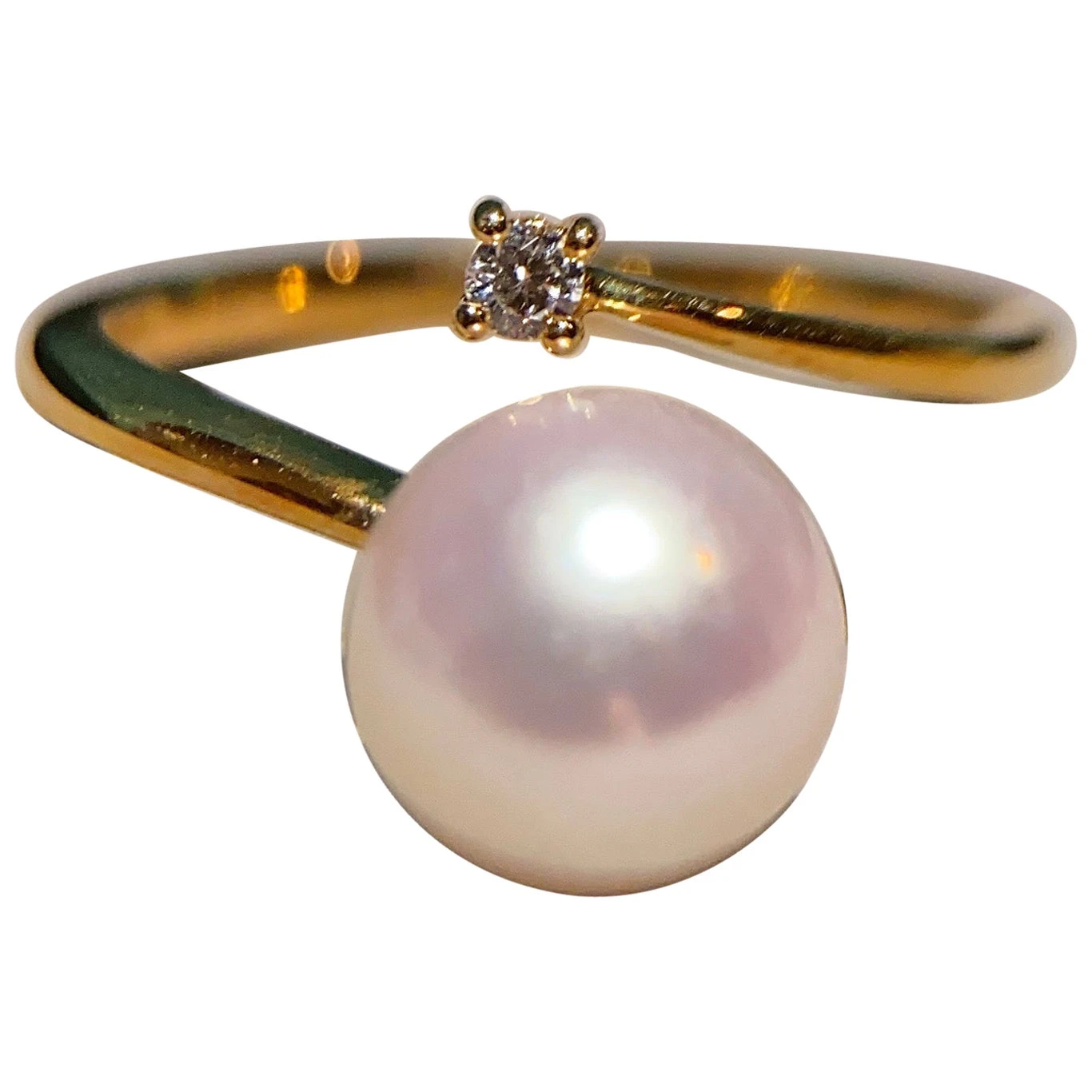 Eostre Akoya Pearl And Diamond Yellow Gold Ring 3 Eostre Akoya Pearl And Diamond Yellow Gold Ring