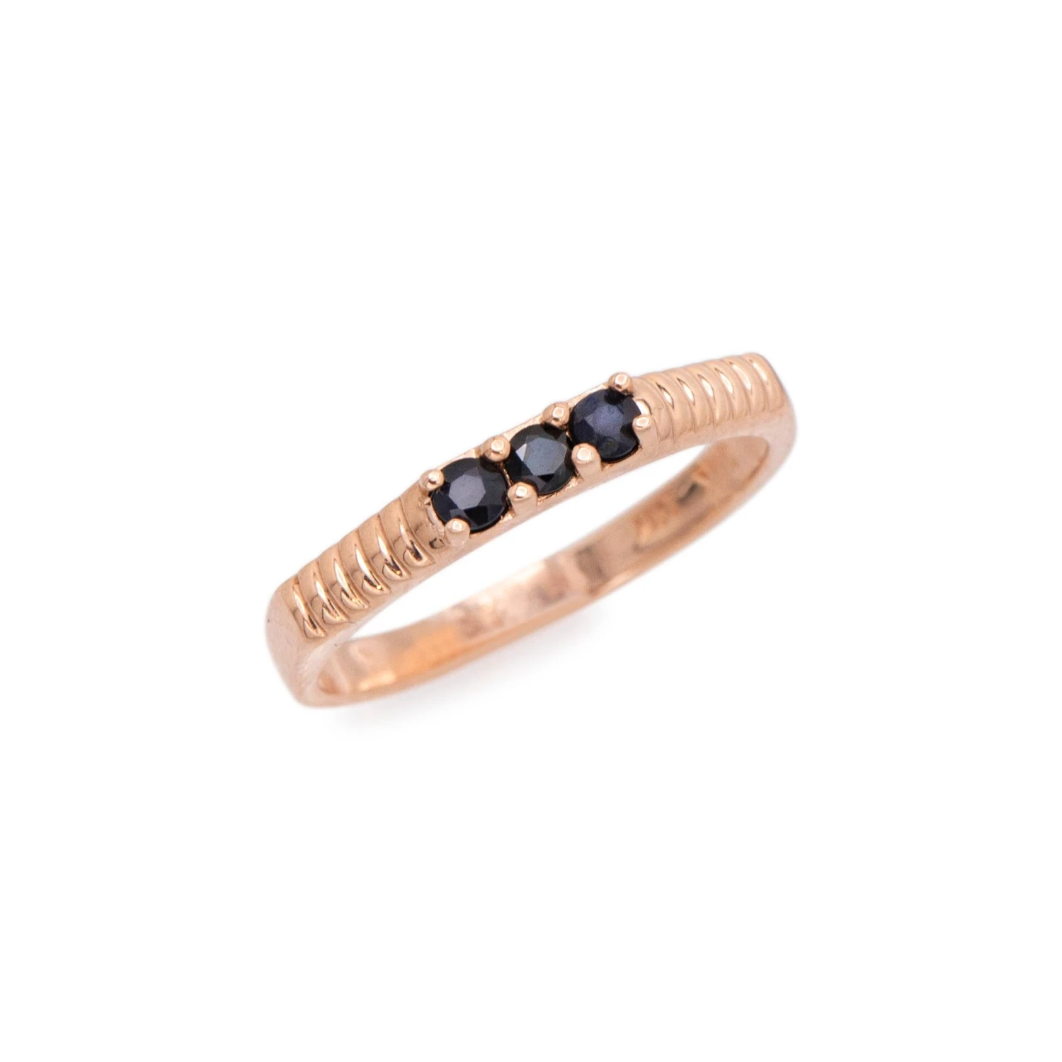 Unknown Ladies Vintage 14k Rose Gold Sapphire Cocktail Band Ring 4 Unknown Ladies Vintage 14k Rose Gold Sapphire Cocktail Band Ring – Image 2