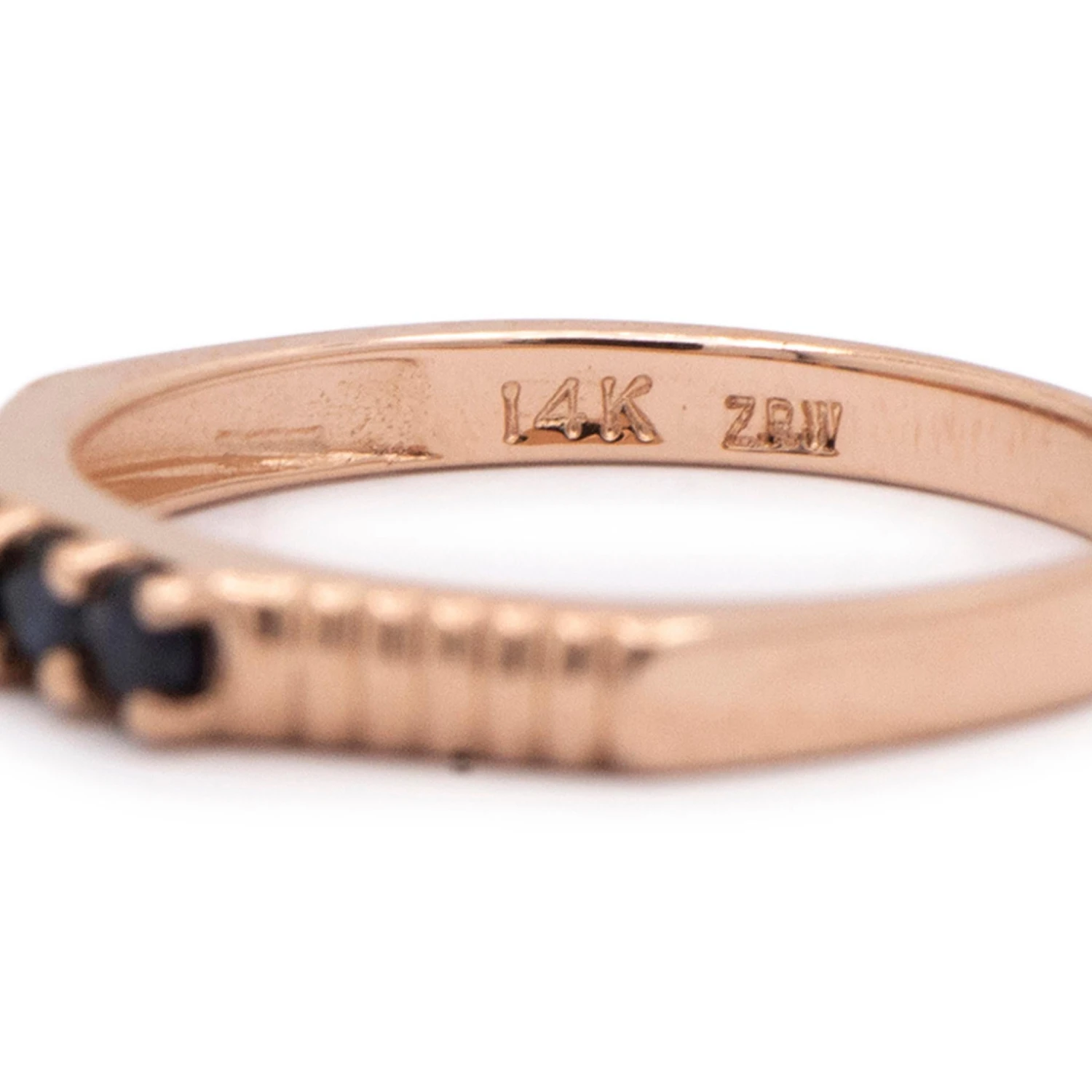 Unknown Ladies Vintage 14k Rose Gold Sapphire Cocktail Band Ring 7 Unknown Ladies Vintage 14k Rose Gold Sapphire Cocktail Band Ring – Image 5