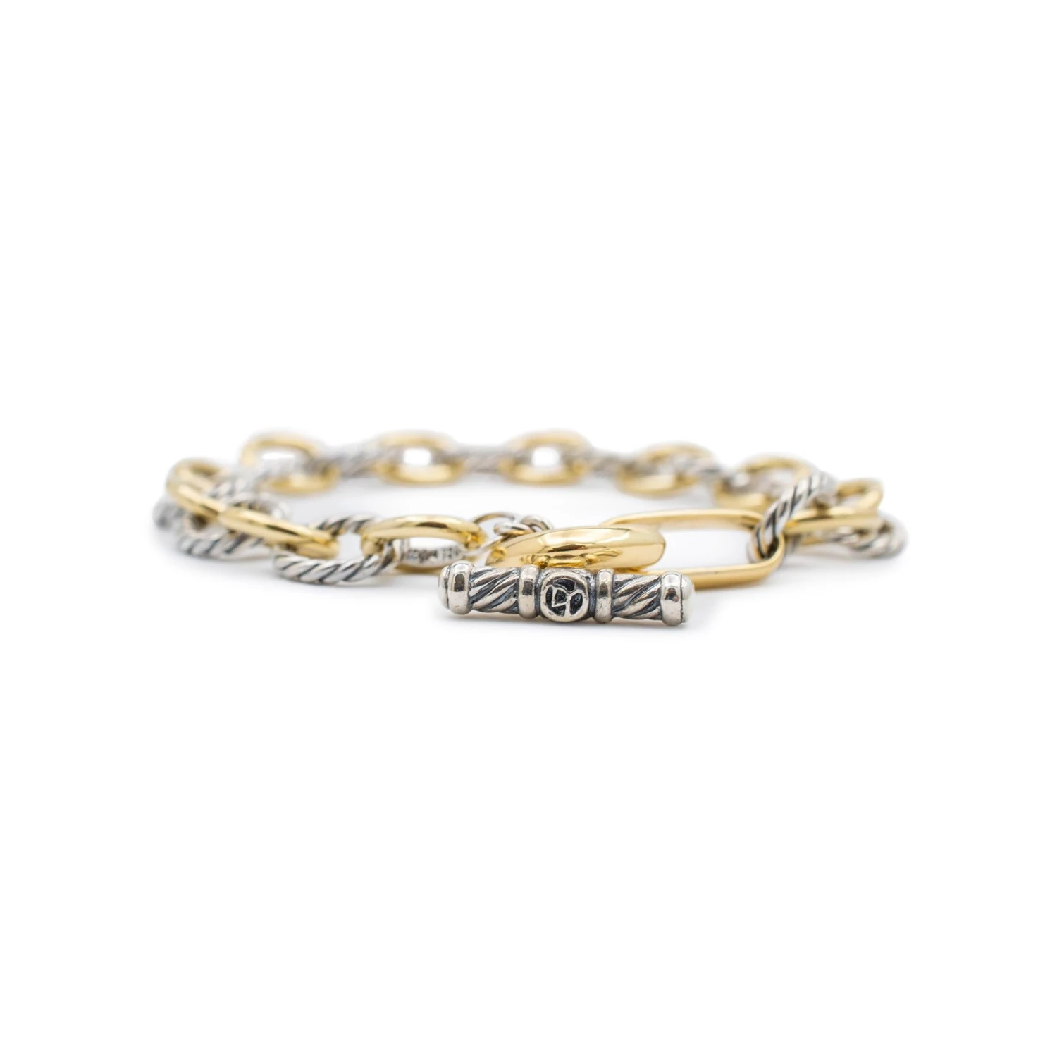 David Yurman 18k Yellow Gold & 925 Sterling Silver Oval Link Chain Bracelet 6 David Yurman 18k Yellow Gold & 925 Sterling Silver Oval Link Chain Bracelet – Image 4