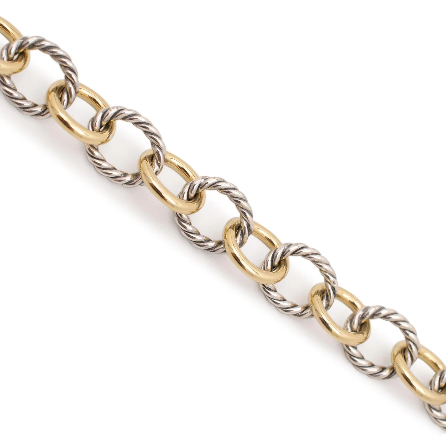 David Yurman 18k Yellow Gold & 925 Sterling Silver Oval Link Chain Bracelet 4 David Yurman 18k Yellow Gold & 925 Sterling Silver Oval Link Chain Bracelet – Image 2