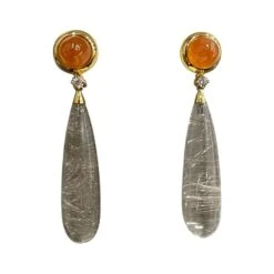 Unknown 18K White Gold Semi Precious Diamond Earring