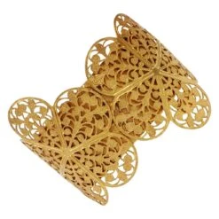 Miriam Haskell Gold Plated Filigree Flower Bangle Bracelet