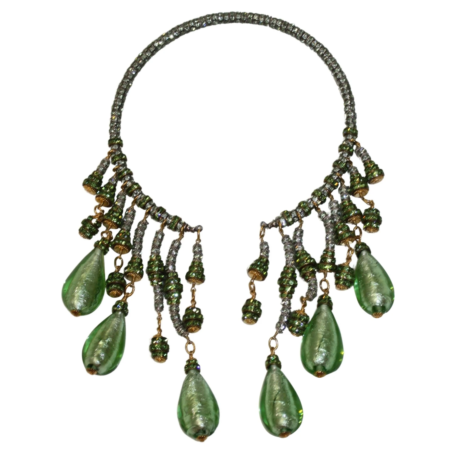 Francoise Montague Green Murano Glass Drop Choker 3 Francoise Montague Green Murano Glass Drop Choker