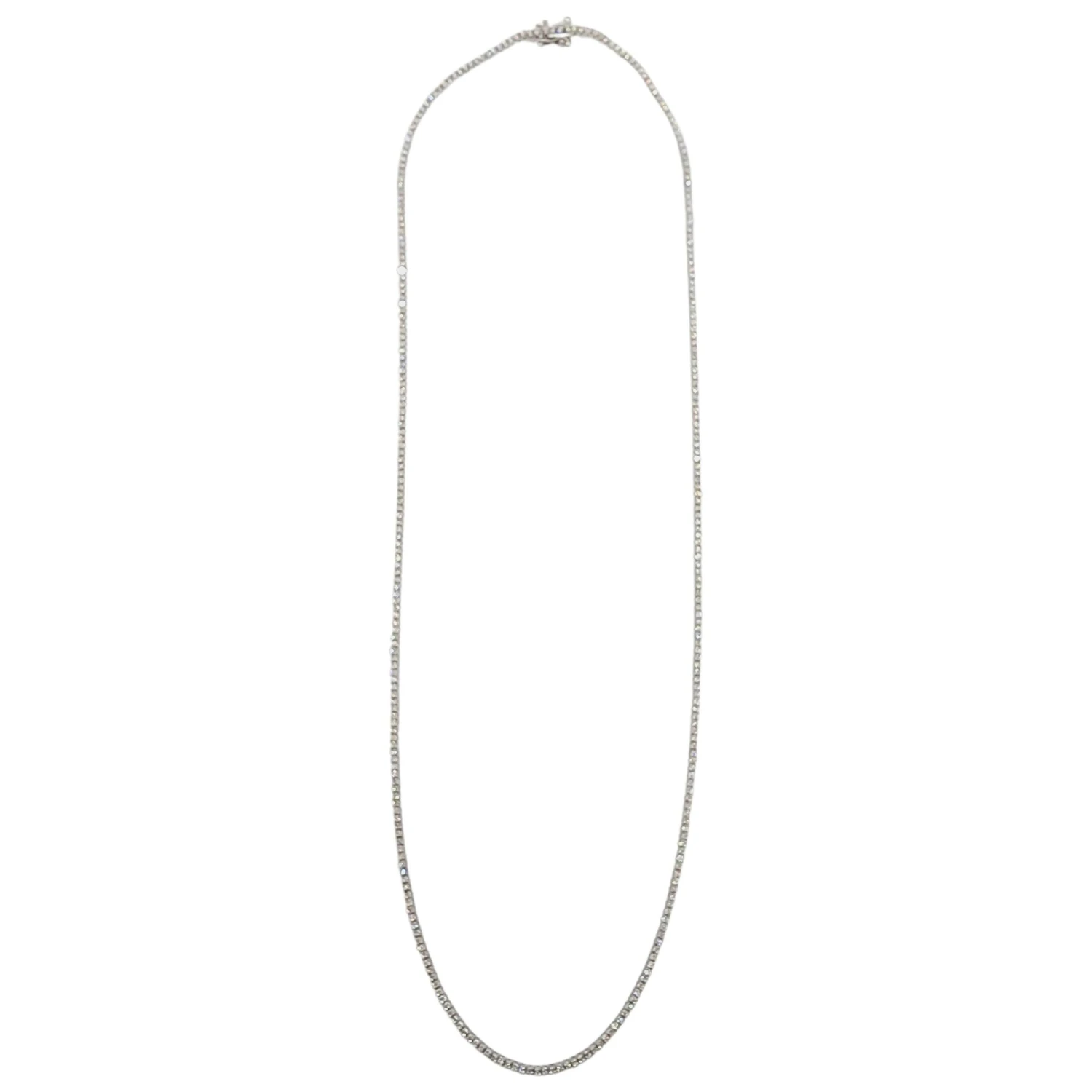 3.10 Carat Round Brilliant Cut Diamond Tennis Necklace 14 Karat White Gold 3 3.10 Carat Round Brilliant Cut Diamond Tennis Necklace 14 Karat White Gold
