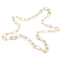 Unknown 14 Karat White & Yellow Gold Diamond Station Paperclip Necklace -Mode Bijouterie Magasin 165 1892 3 master
