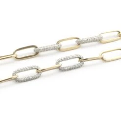Unknown 14 Karat White & Yellow Gold Diamond Station Paperclip Necklace -Mode Bijouterie Magasin 165 1892 4 master