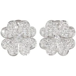 Diamond Gold Flower Earrings