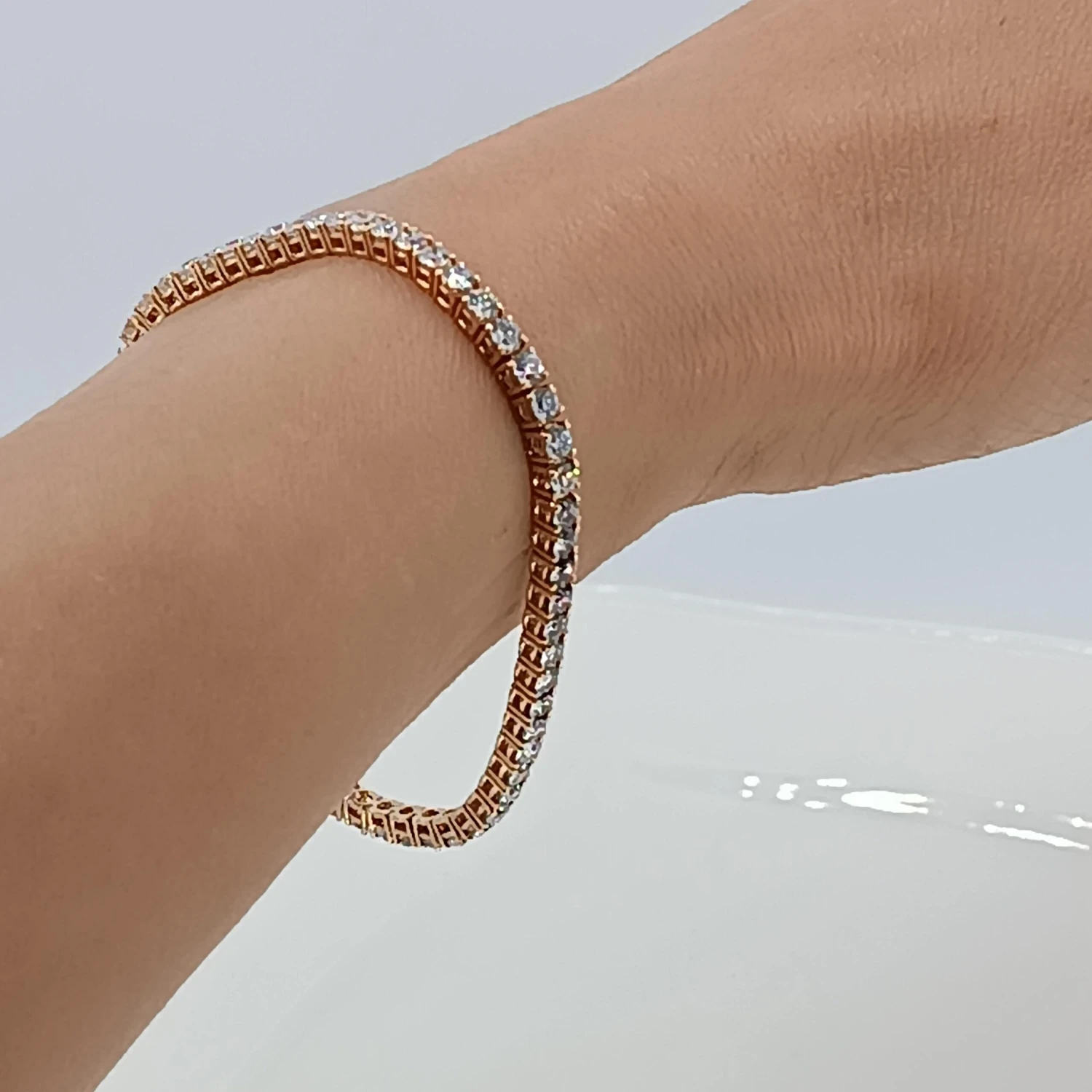 5.71 Carat VS G Color Diamonds Total Stones 57 Rose Gold Tennis Bracelet 6 5.71 Carat VS G Color Diamonds Total Stones 57 Rose Gold Tennis Bracelet – Image 4