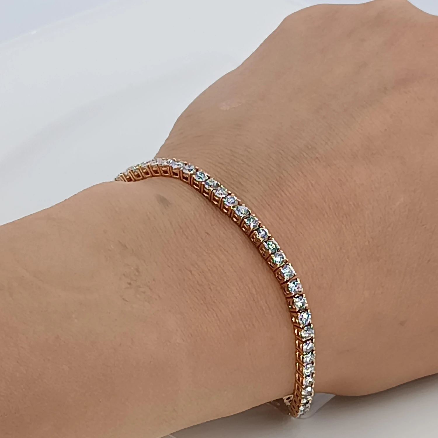 5.71 Carat VS G Color Diamonds Total Stones 57 Rose Gold Tennis Bracelet 7 5.71 Carat VS G Color Diamonds Total Stones 57 Rose Gold Tennis Bracelet – Image 5