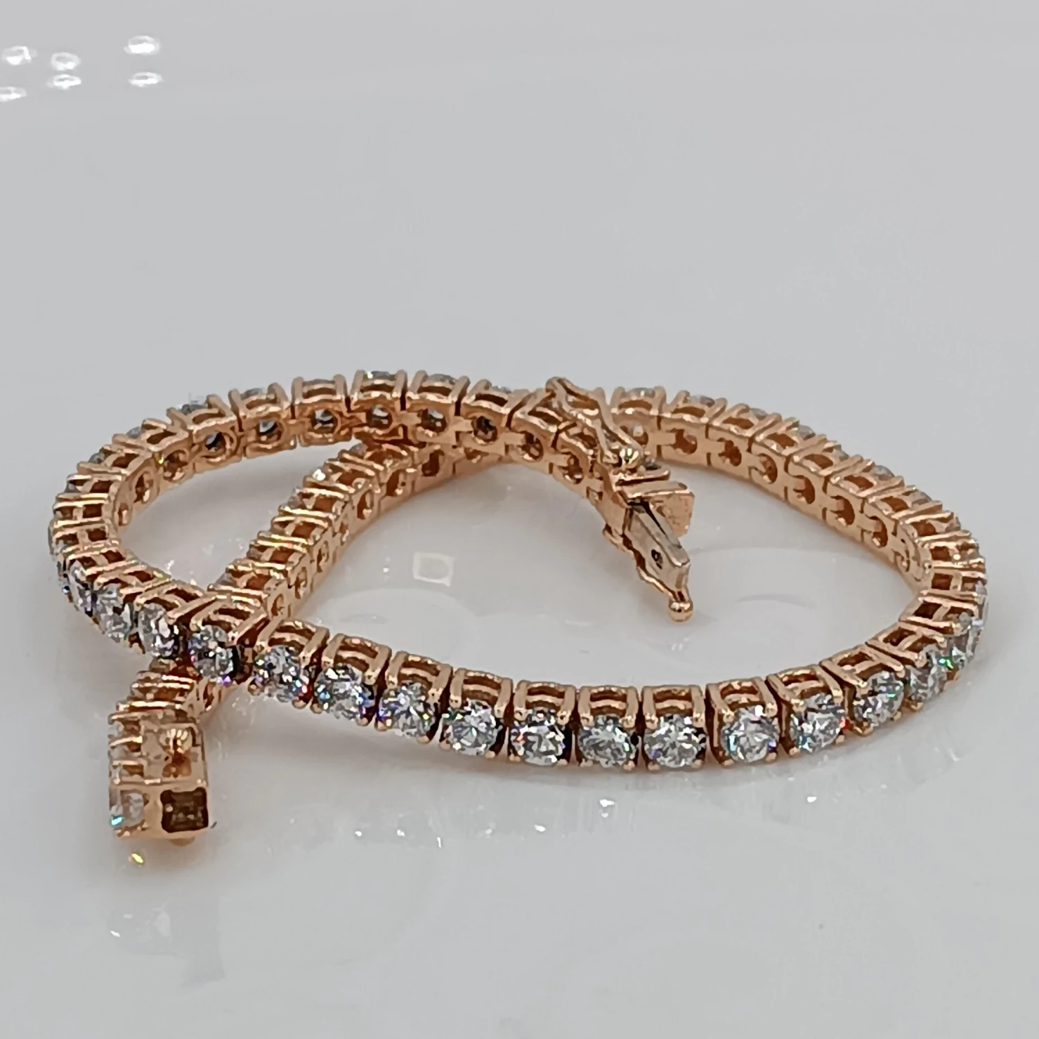 5.71 Carat VS G Color Diamonds Total Stones 57 Rose Gold Tennis Bracelet 8 5.71 Carat VS G Color Diamonds Total Stones 57 Rose Gold Tennis Bracelet – Image 6