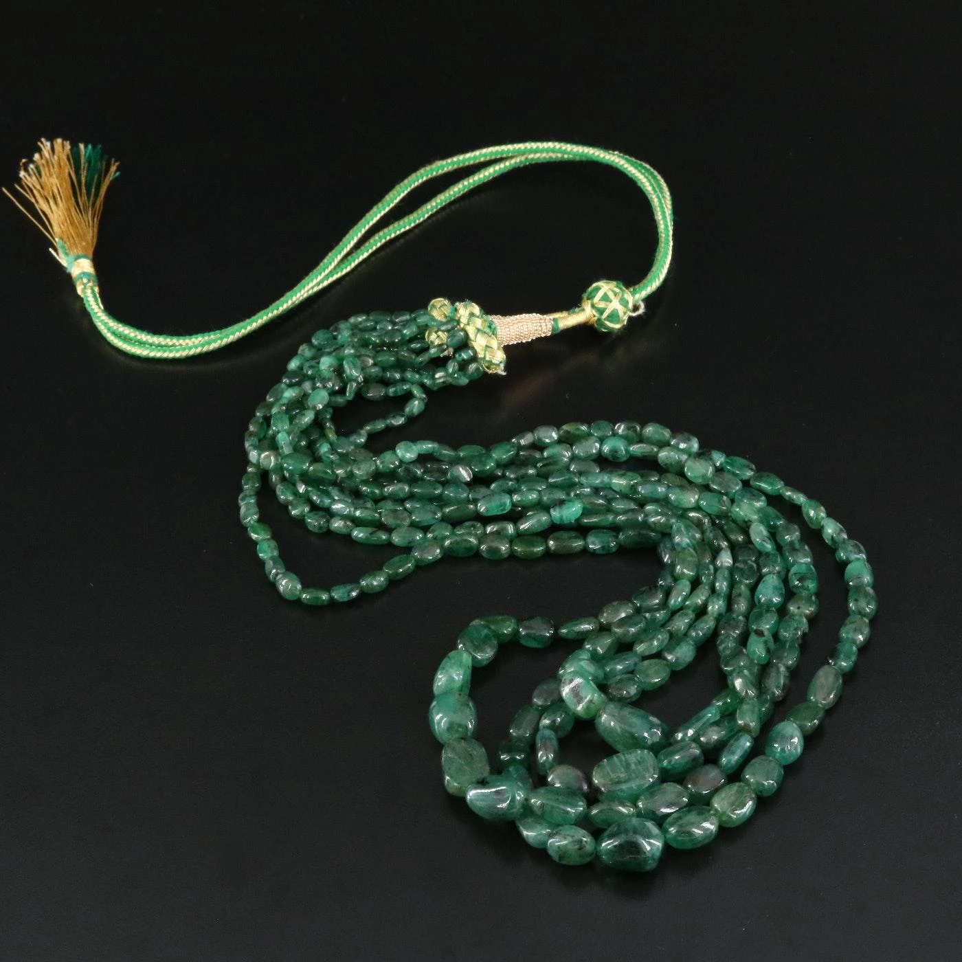 Unknown 450 Carats Of Earth Mined Emeralds Set In A 4 Strand Necklace 4 Unknown 450 Carats Of Earth Mined Emeralds Set In A 4 Strand Necklace – Image 2