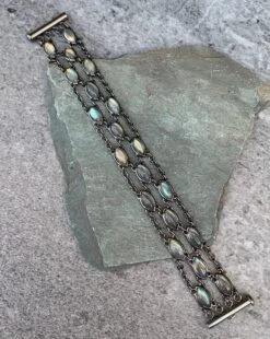 Sterling Silver Mesh Bracelet With Labradorite Marquise Cabochons -Mode Bijouterie Magasin 168 on rock master