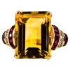 Art Deco Style 12.42 Carat White Diamond Ruby Citrine Yellow Gold Cocktail Ring -Mode Bijouterie Magasin 17004882 datamatics