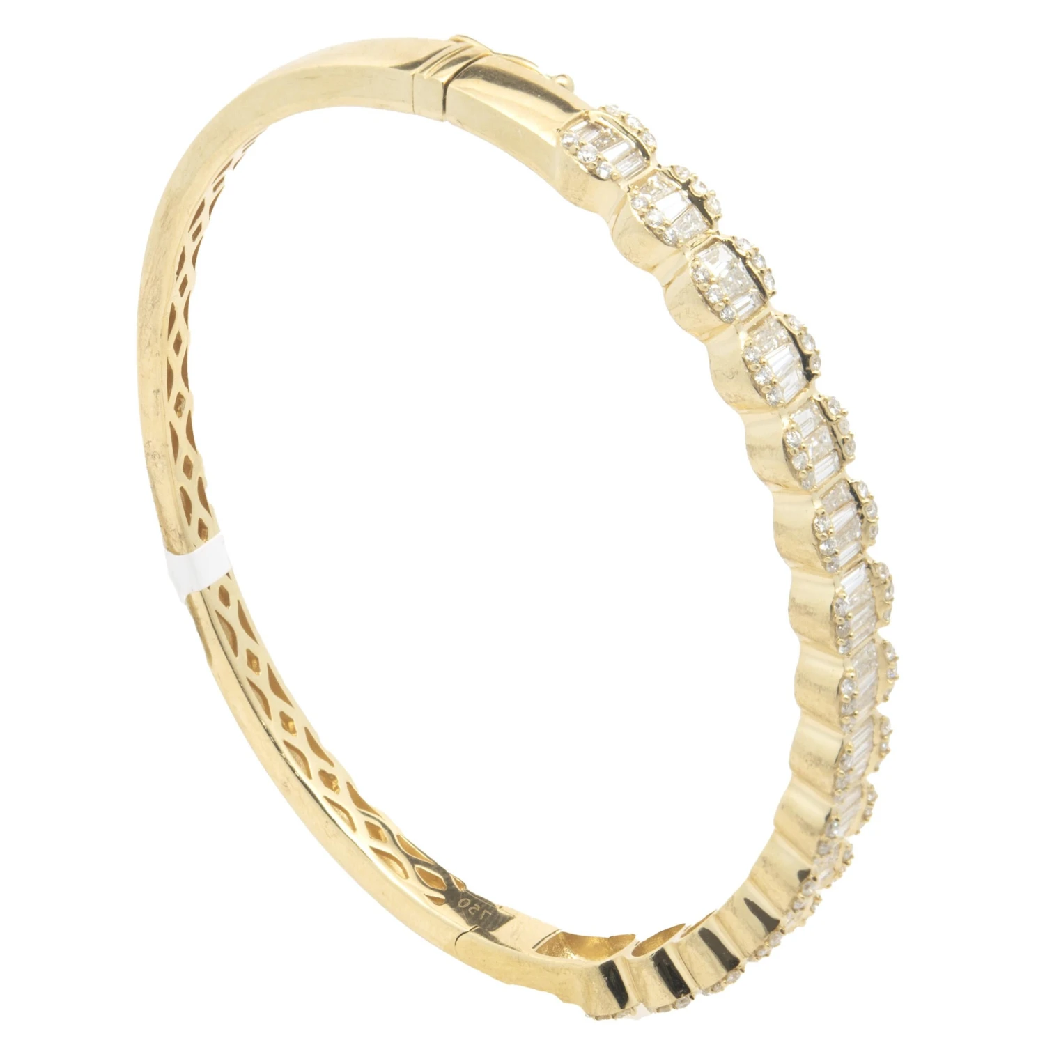 Unknown 18 Karat Yellow Gold Mosaic Set Diamond Oval Link Bangle Bracelet 6 Unknown 18 Karat Yellow Gold Mosaic Set Diamond Oval Link Bangle Bracelet – Image 4