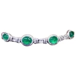So Stunning 53 Carats Of Zambia Emeralds And Diamonds On Art Decô Choker