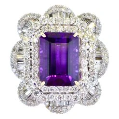 Unknown Impressive Contemporary White Diamond And Gem Amethyst Ring