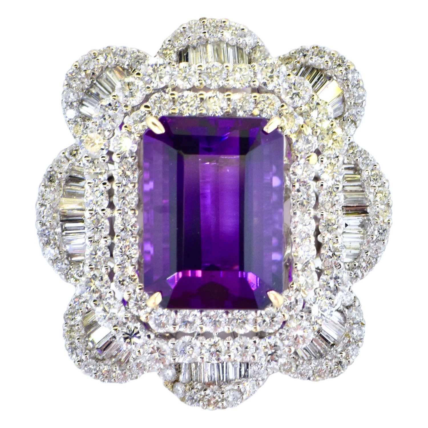 Unknown Impressive Contemporary White Diamond And Gem Amethyst Ring 3 Unknown Impressive Contemporary White Diamond And Gem Amethyst Ring