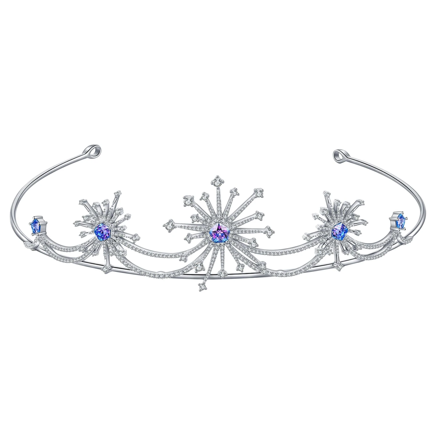 Fei Liu Purple-Aqua Swarovski Zirconia Sterling Silver Sparkler Firework Tiara 3 Fei Liu Purple-Aqua Swarovski Zirconia Sterling Silver Sparkler Firework Tiara