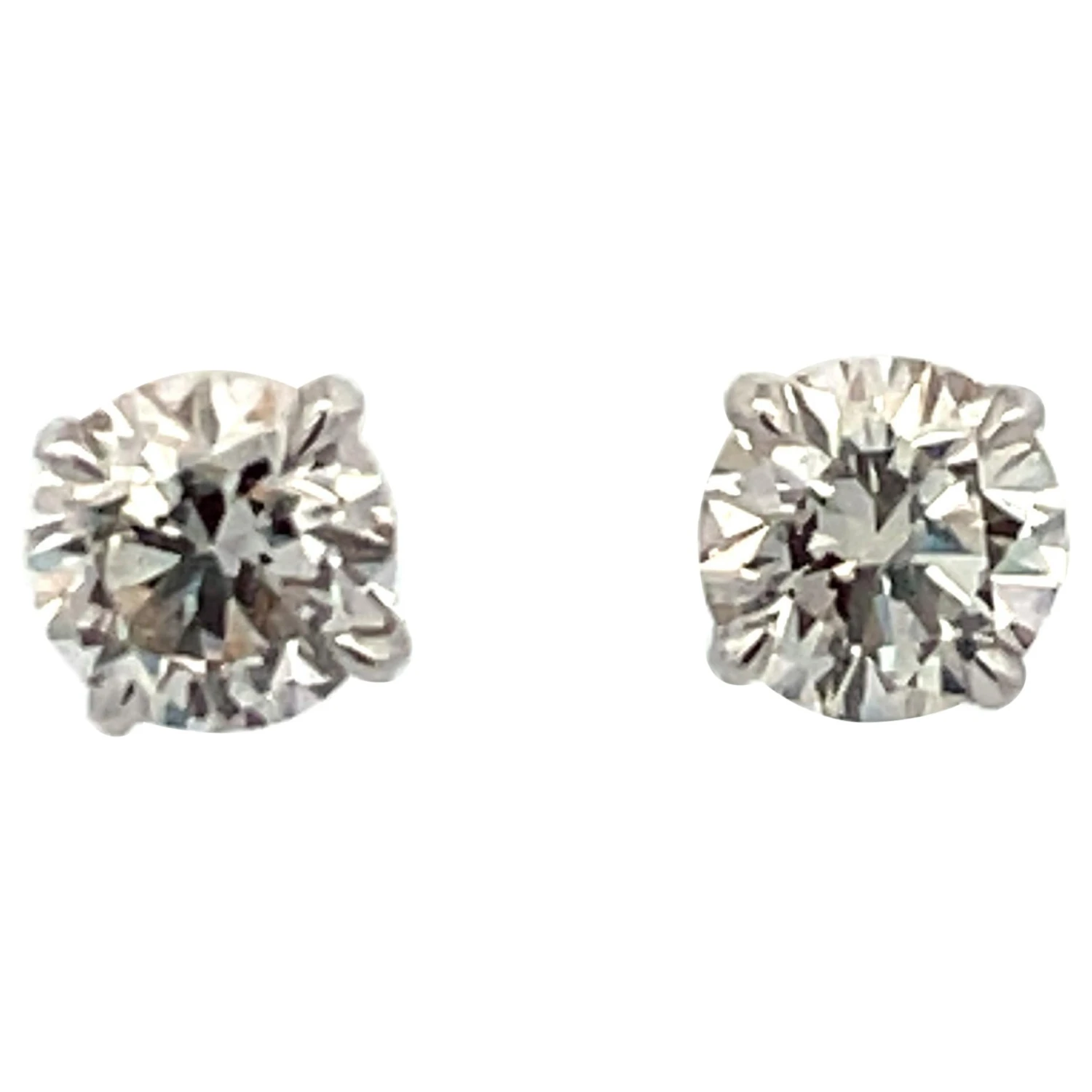 Diamond Stud Earrings 2.01 Carats K I2 14 Karat White Gold Basket Setting 3 Diamond Stud Earrings 2.01 Carats K I2 14 Karat White Gold Basket Setting