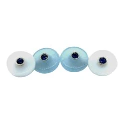 Berca Sapphire In An Aquamarine Chalcedony Disk Setting White Gold Cufflinks