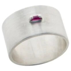Ruby Sterling Silver Wide Ring