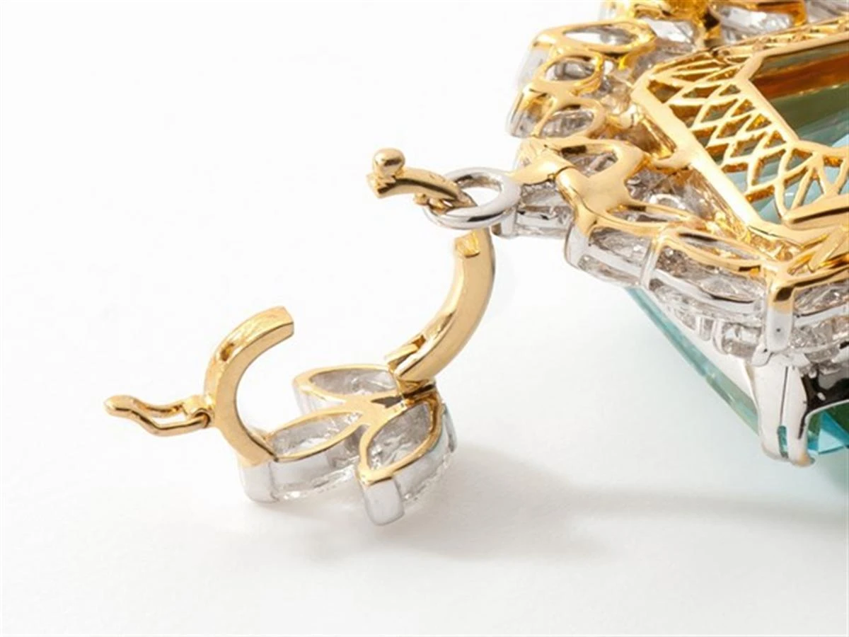 Unknown 35.54 Carat Aquamarin 7.39 Carat Diamond Pendant, Brooch 18k Gold 11 Unknown 35.54 Carat Aquamarin 7.39 Carat Diamond Pendant, Brooch 18k Gold – Image 10