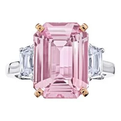 8.09 Carat Emerald Pink Sapphire And Diamond Platinum Ring