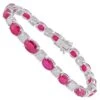 Natural Ruby Gemstone Bracelet Diamond 14 Karat White Gold Handmade Fine Jewelry