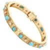 Real Oval Turquoise Gemstone Bracelet Diamond Solid 14k Yellow Gold Fine Jewelry