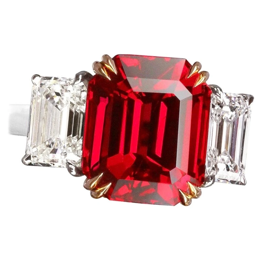 Emilio Jewelry Certified 8.00 Carat No Heat Emerald Cut Ruby Ring 3 Emilio Jewelry Certified 8.00 Carat No Heat Emerald Cut Ruby Ring