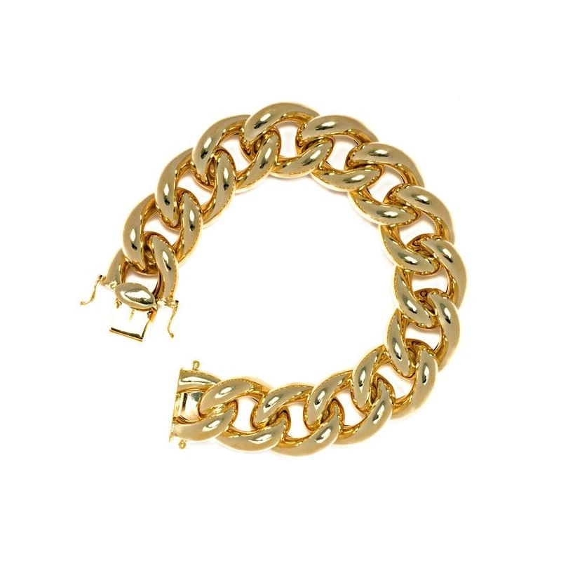 Curata Italian 18k Yellow Gold Chunky Curb Link Statement Bracelet 7 Curata Italian 18k Yellow Gold Chunky Curb Link Statement Bracelet – Image 5