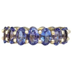No Reserve, 6.60 Carat Natural Tanzanite Eternity Band 14 Karat Yellow Gold Ring