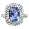 NO RESERVE - No Heat 4.07ct Sapphire & 0.80ct Diamonds Halo, 18K White Gold Ring -Mode Bijouterie Magasin 19161722 datamatics