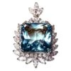 Unknown 35.54 Carat Aquamarin 7.39 Carat Diamond Pendant, Brooch 18k Gold