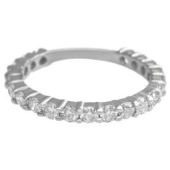 $1 NO RESERVE - 1.01 Carat Diamonds 3/4 Eternity Band - 14K White Gold Ring