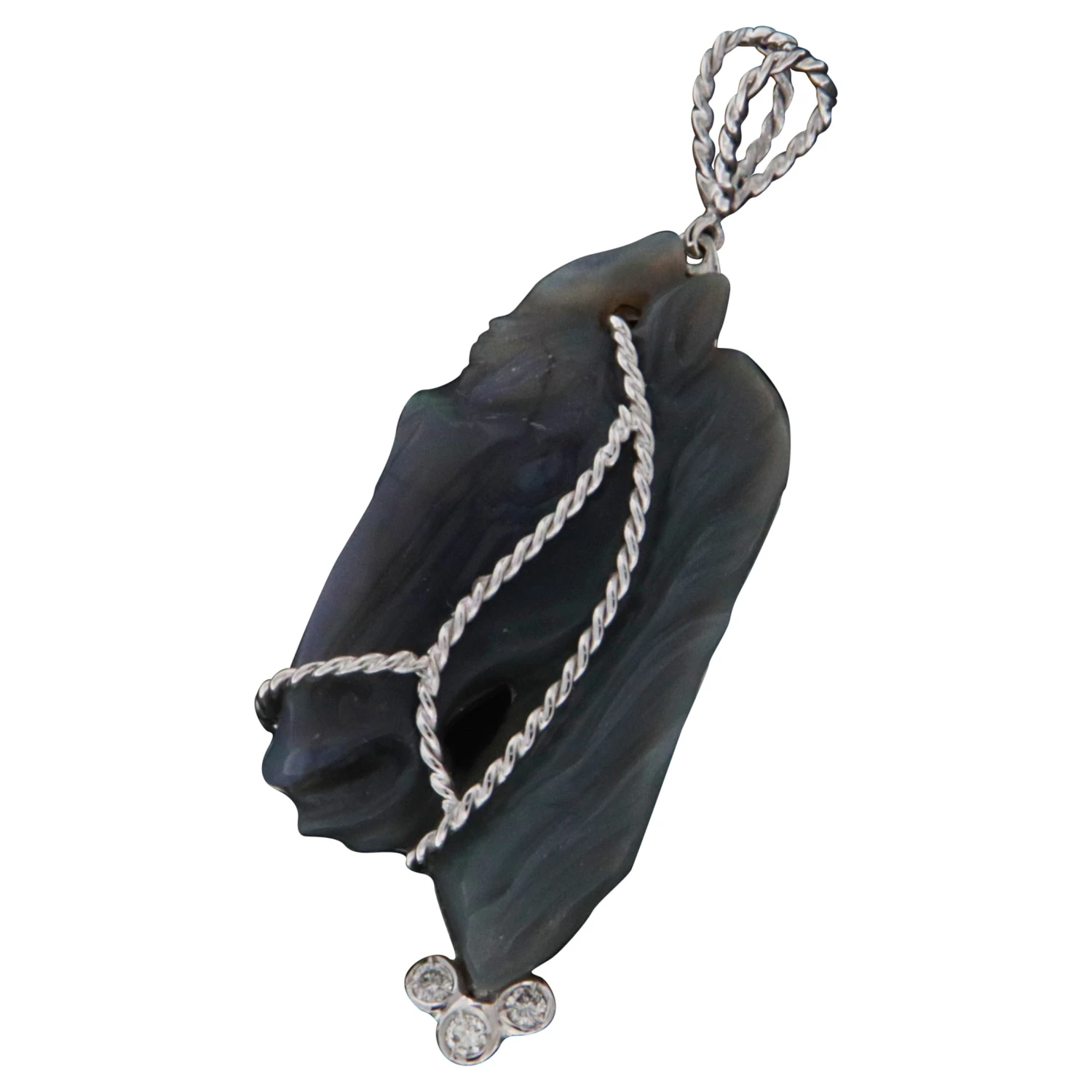 Australian Opal Horse 18 Karat White Gold Diamonds Pendant Necklace 3 Australian Opal Horse 18 Karat White Gold Diamonds Pendant Necklace