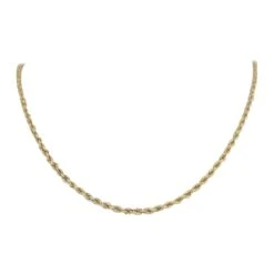 Unknown 14 Karat Yellow Gold Solid Rope Chain Necklace